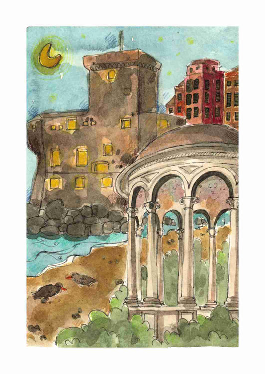 Postal del puerto de Riomaggiore