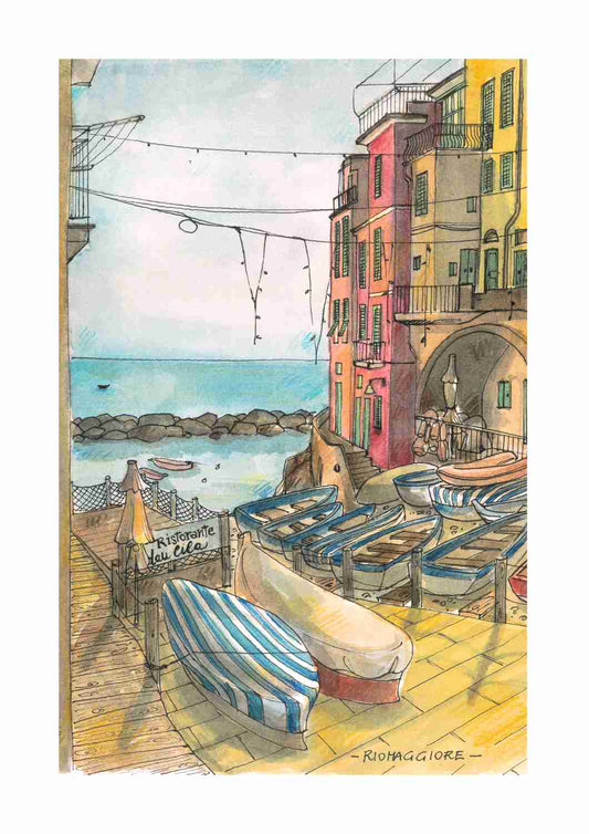 Postal del puerto de Riomaggiore